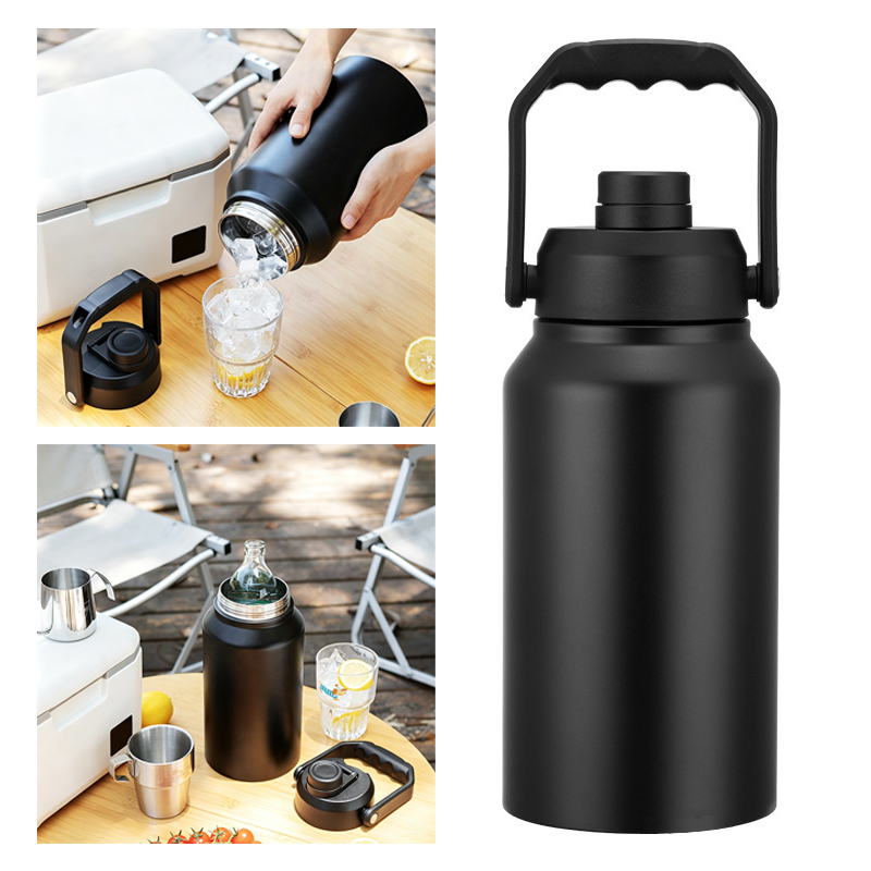 Sports Water Bottle Insulated - Термос-бутылка с крышкой и ручкой, широким